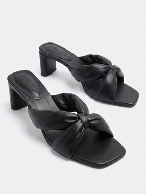 Schutz Fairy Mid Leather Sandals Black Size 7.5